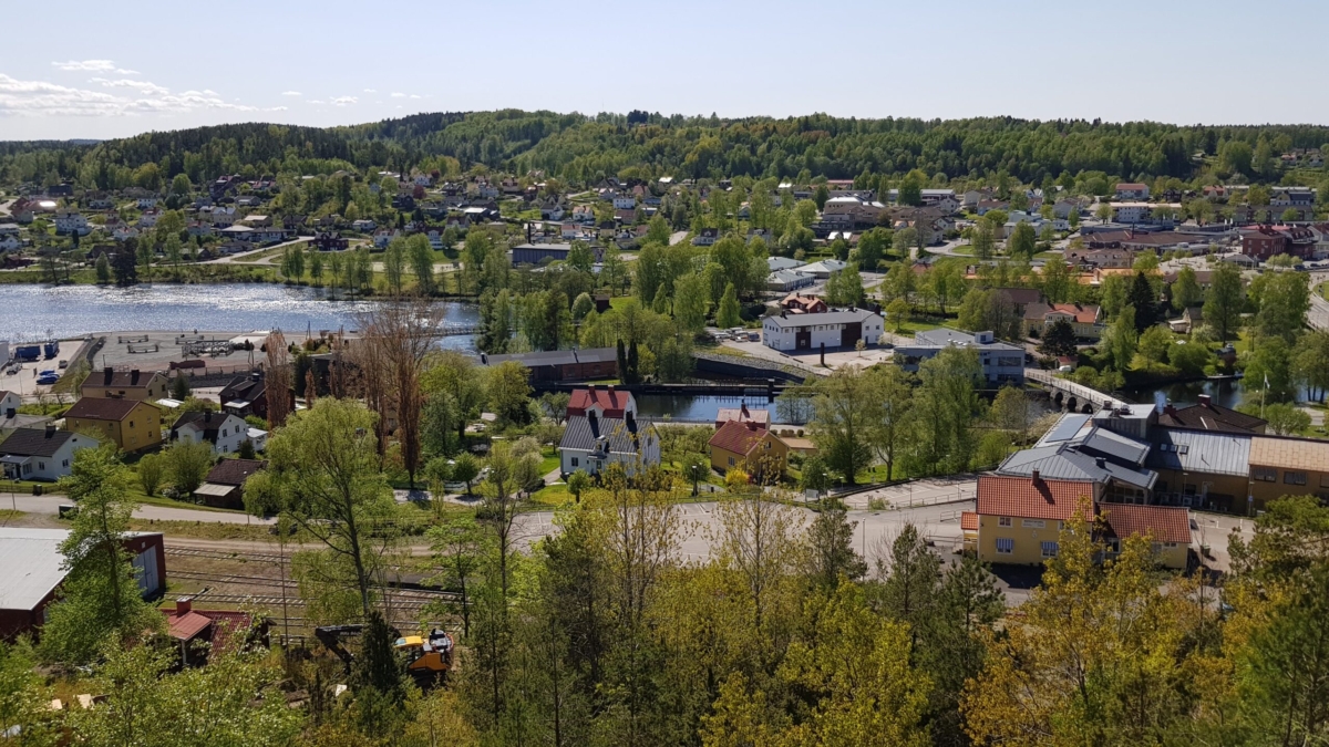 Flygbild över centrala Bengtsfors.
